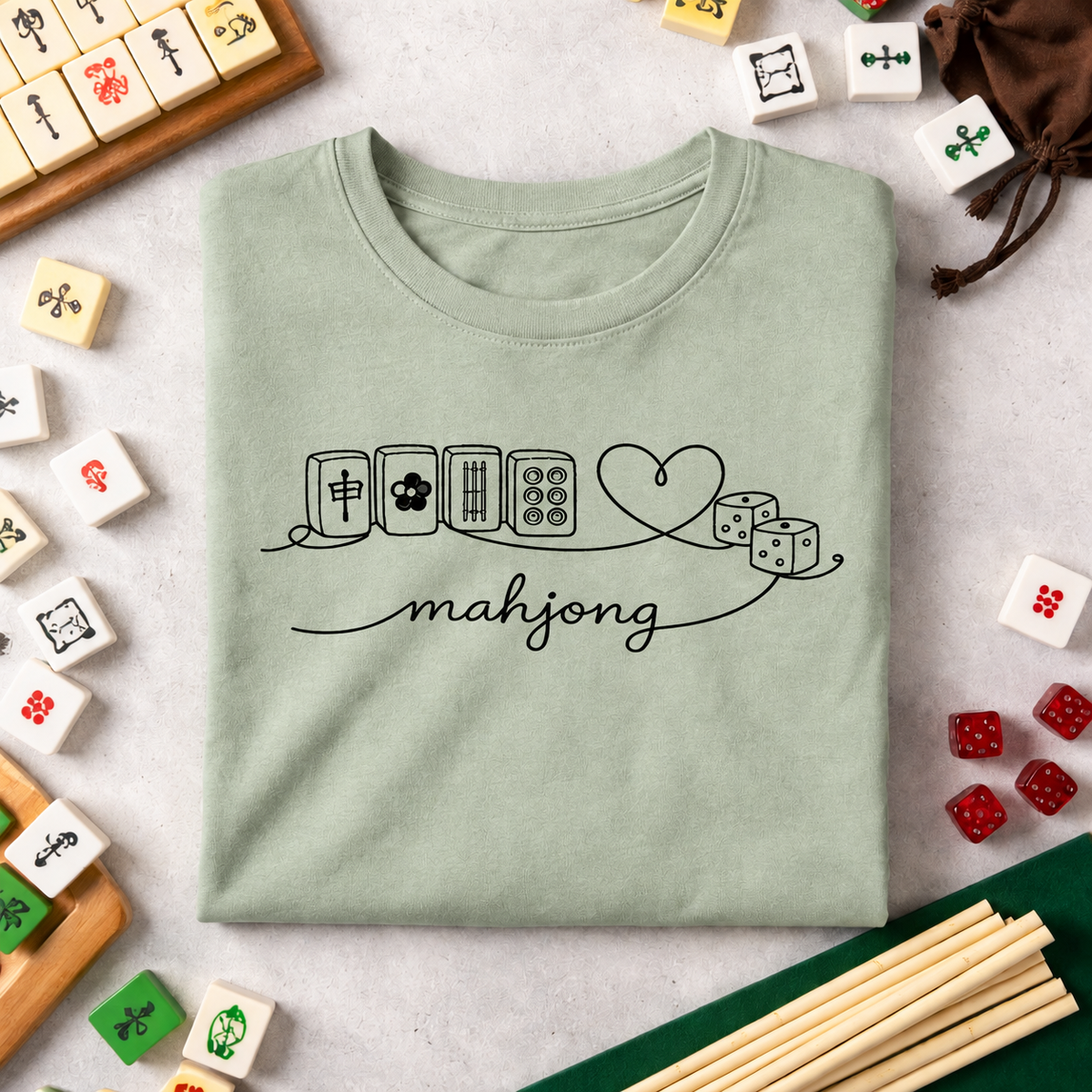 Mahjong - Heart Scroll Tee